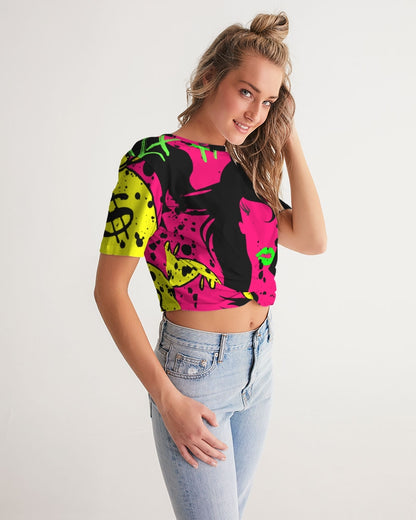 Trap Girl Twist-Front Cropped Tee - The Dripp VIP