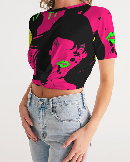 Trap Girl Twist-Front Cropped Tee - The Dripp VIP