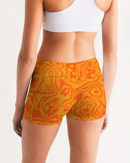 Orange Slush Women's Mid-Rise Yoga Shorts