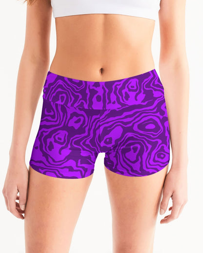 Grape Slush Women's Mid-Rise Yoga Shorts