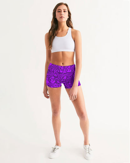 Grape Slush Women's Mid-Rise Yoga Shorts