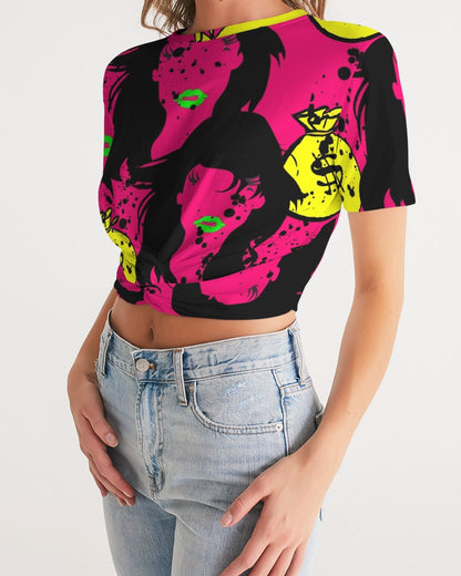 Trap Girl Women's Twist-Front Cropped Tee - The Dripp VIP