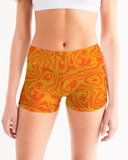 Orange Slush Women's Mid-Rise Yoga Shorts