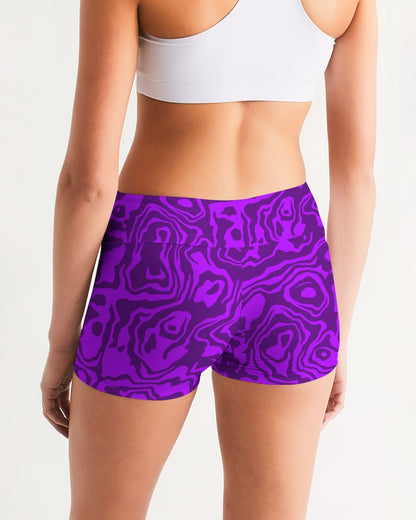 Grape Slush Women's Mid-Rise Yoga Shorts