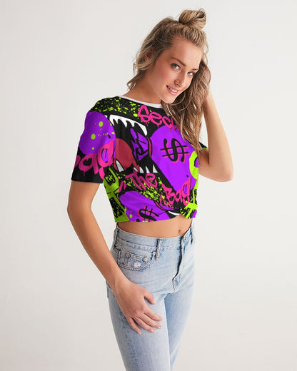 Money Splash Women's Twist-Front Cropped Tee - The Dripp VIP