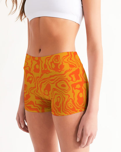 Orange Slush Women's Mid-Rise Yoga Shorts